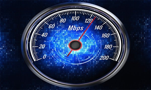 round chrome frame speedometer guage with blue shades in the beackground